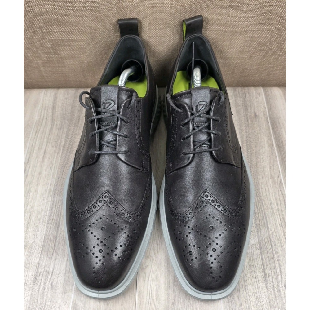 Ecco ST.1 Hybrid Wingtip Oxford Black Leather Lace Up Shoes Mens US 11 EU 45